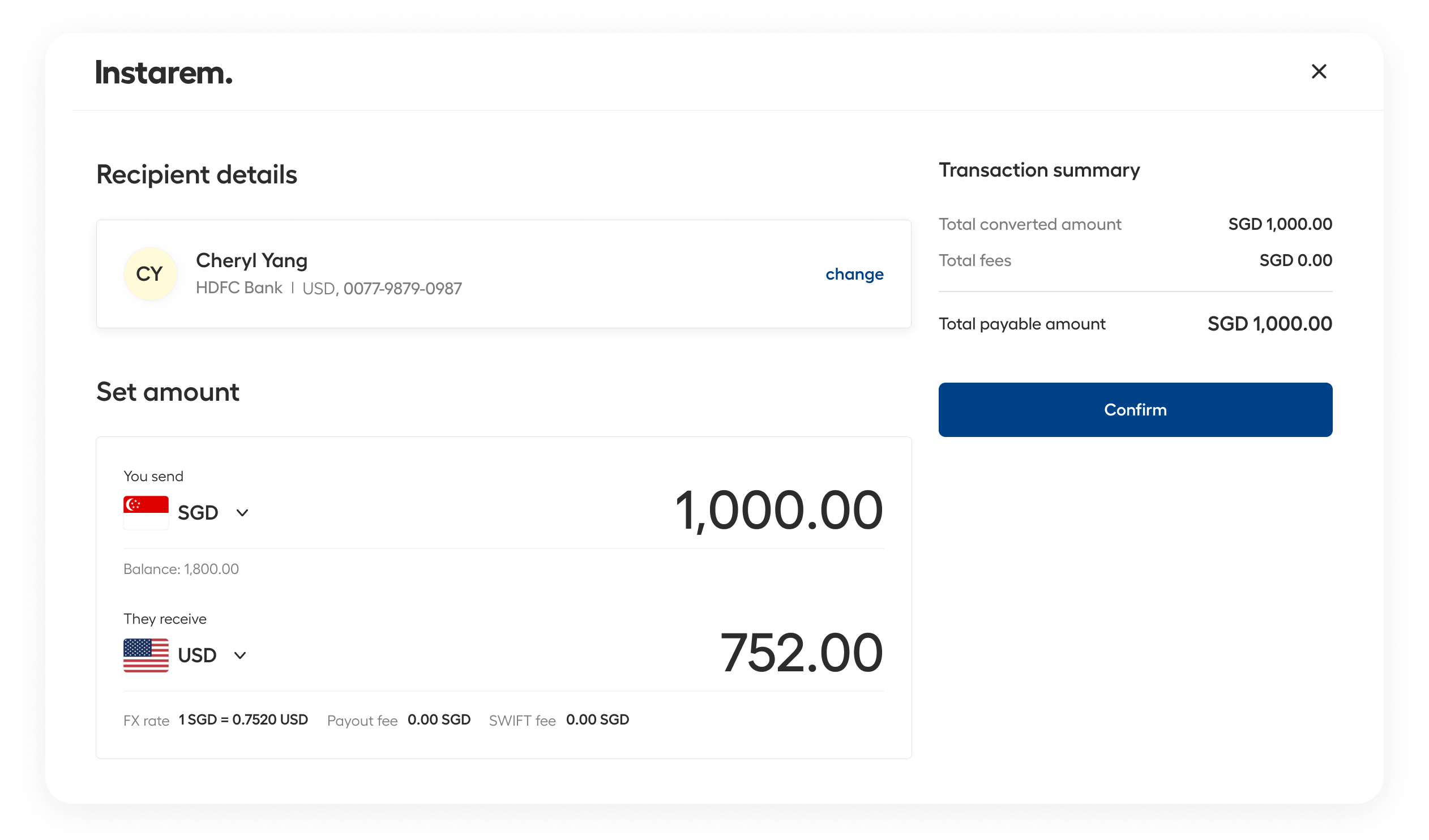 make payment to other countries screenshot